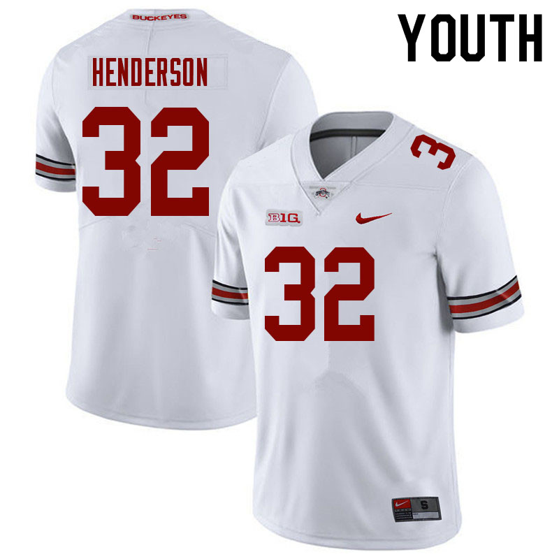 Youth Nike Ohio State Buckeyes TreVeyon Henderson #32 White NCAA Authentic Stitched College Football Jersey EYN04L1P